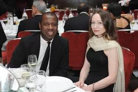 Clive and Catherine Myrie in formal dress at a function